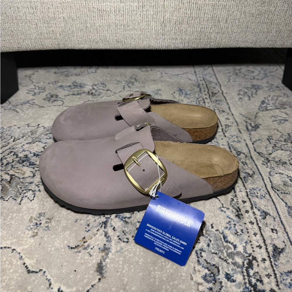 Birkenstock Boston Big Buckle Nubuck Leather Faded Purple - Picture 6 of 8